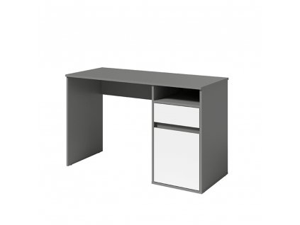 PC stôl, tmavosivá-grafit/biela, BILI