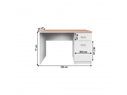 PC stôl 1D1S, biela/dub sonoma, TOPTY TYP 09