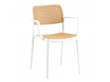 Stohovateľná stolička, biela/béžová, RAVID TYP 2