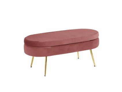 Luxusný taburet, ružová Velvet látka/chróm zlatý, Art-deco, NOBLIN TYP 2