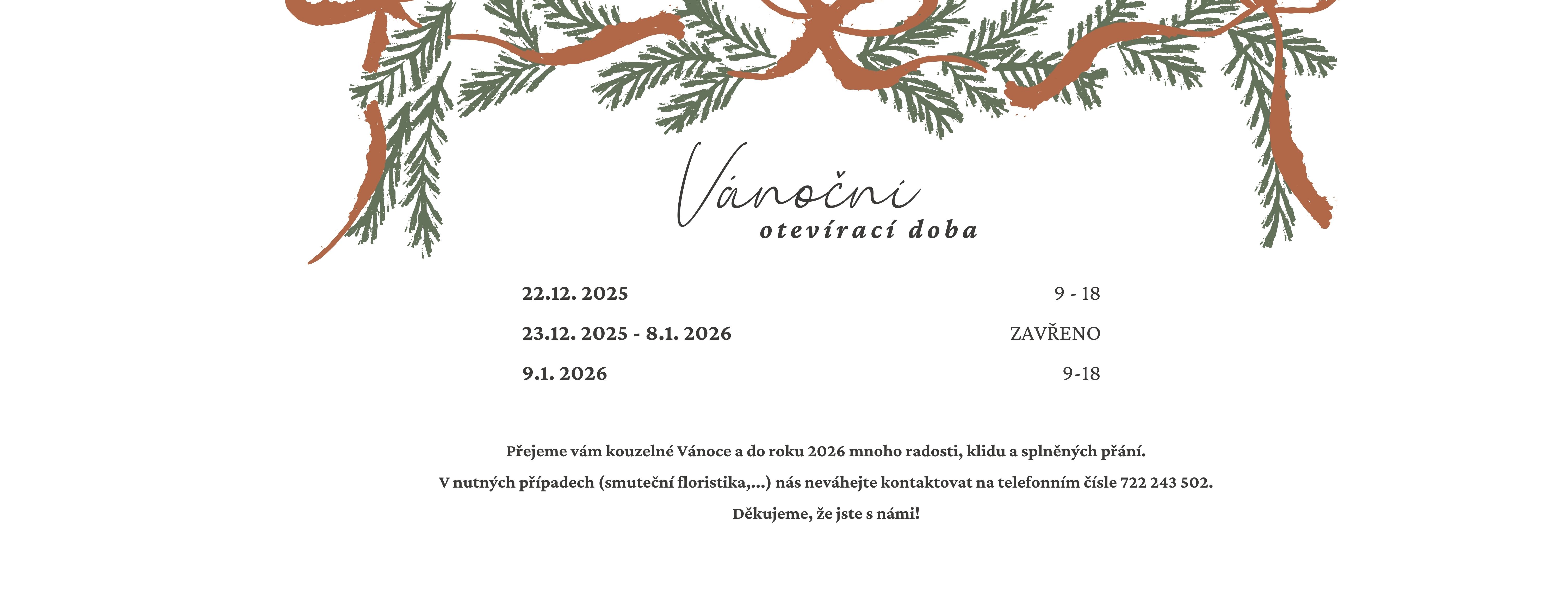 Vánoční otevírací doba 2026