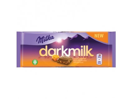 Milka Darkmilk Caramel mléčná čokoláda s kousky slaného karamelu 85g