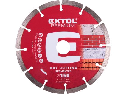Diamantový segmentový kotúč na suché rezanie EXTOL PREMIUM o 150x22,2 mm