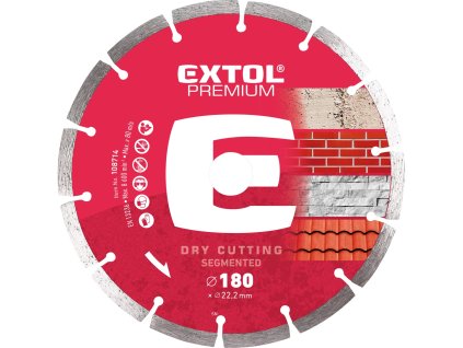 Diamantový segmentový kotúč na suché rezanie EXTOL PREMIUM o 180x22,2 mm
