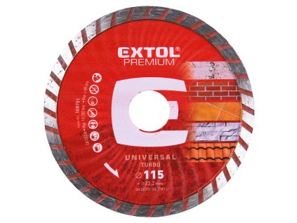 Diamantový turbo kotúč na suché/mokré rezanie EXTOL PREMIUM o 115x22,2 mm