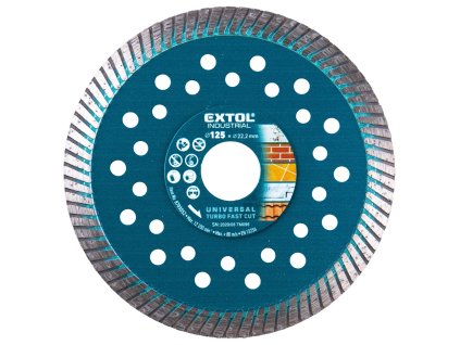 Diamantový turbo kotúč na suché/mokré rezanie EXTOL INDUSTRIAL Fast Cut o 125x22,2 mm