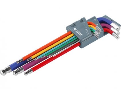Sada prodloužených barevných imbus klíčů (9 ks) 1,5-10 mm EXTOL PREMIUM