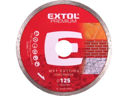 Diamantový celoobvodový kotúč na mokré rezanie EXTOL PREMIUM o 125x22,2 mm