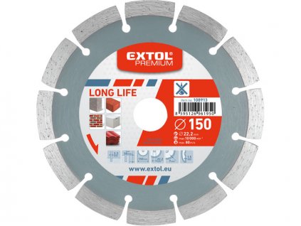 Diamantový segmentový kotouč na suché řezání EXTOL PREMIUM Long Life ø 150x22,2 mm