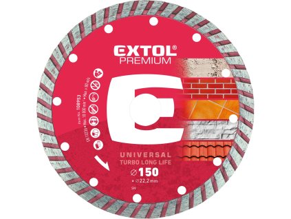 Diamantový segmentový kotúč na suché/mokré rezanie EXTOL PREMIUM Long Life o 150x22,2 mm
