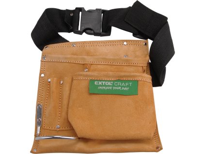 Pás na náradie kožený, 3 vrecká (veľké, stredné, malé), 1 pútko, úchyty na ceruzku alebo skrutkovač, EXTOL CRAFT