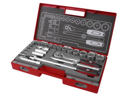 Hlavica nástrčné, sada 27ks, 1/2", 61CrV5, FORTUM