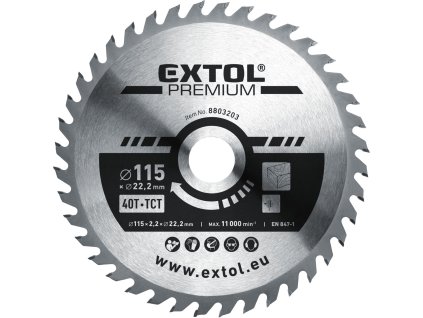 Pílový kotúč s SK plátkami EXTOL PREMIUM 115x1,3x22,2 mm/40z.