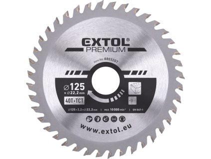 Pílový kotúč s SK plátkami EXTOL PREMIUM 125x1,3x22,2 mm/40z.
