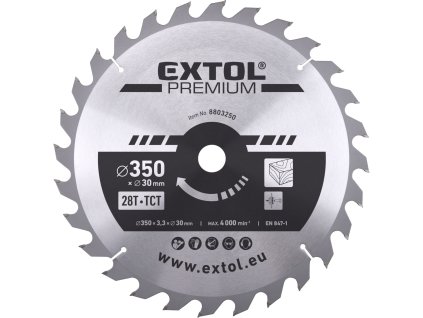 Pílový kotúč s SK plátkami EXTOL PREMIUM o 350x2,5x30mm