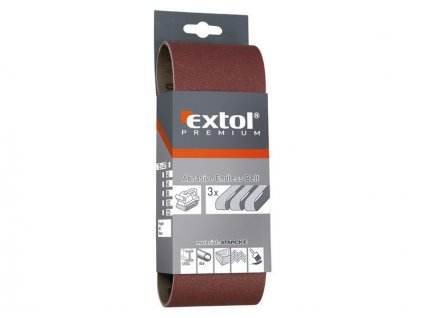 3 dílná sada brusných pásů EXTOL PREMIUM 75x457 mm