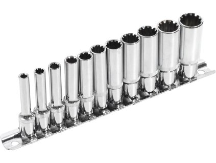 Hlavica nástrčné predĺžené, MULTI-LOCK, sada 11ks, CrV, EXTOL PREMIUM 1/4"