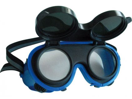 Brýle svářečské, odklápěcí kruhové zorníky třídy F, ochrana proti záření vznikajícím při svařování, univerzální velikost