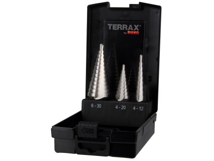 Súprava stupňovitých vrtákov HSS (3ks) RUKO o 4-12 mm/o 4-20 mm/ o 6-30 mm