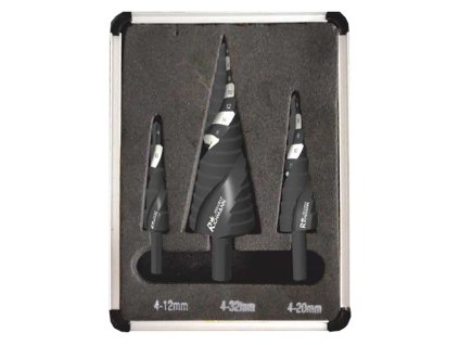 Súprava stupňovitých vrtákov HSS-TiN (3ks) RICHMANN o 4-12 mm/o 4-20 mm/ o 4-32 mm