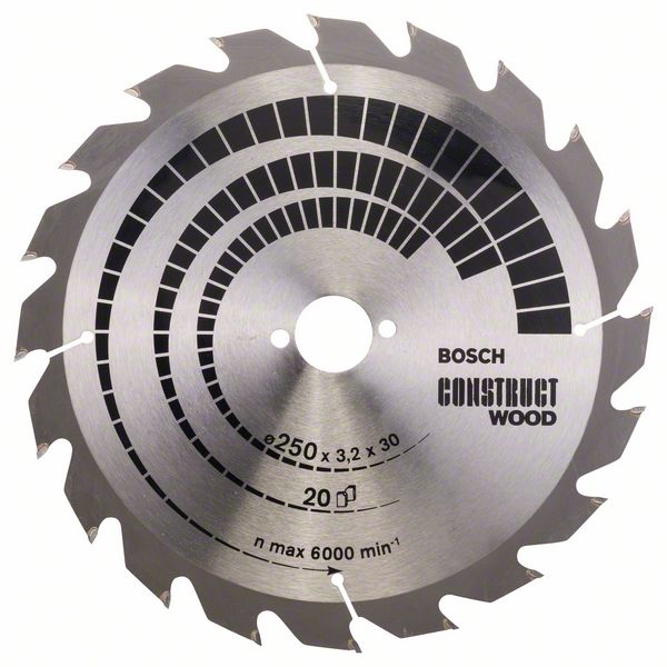 Bosch 2608641774 Pilový kotouč Construct Wood 250 x 30 x 3,2 mm, 20