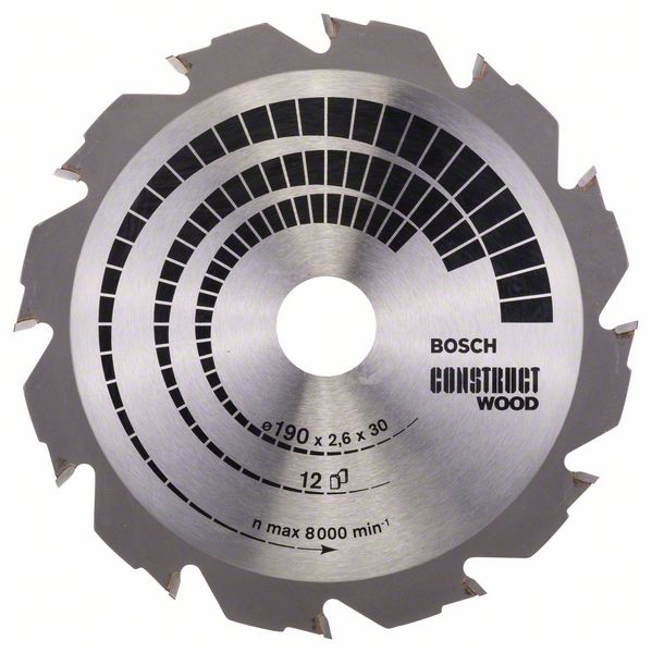Bosch 2608640633 Pilový kotouč Construct Wood 190 x 30 x 2,6 mm, 12