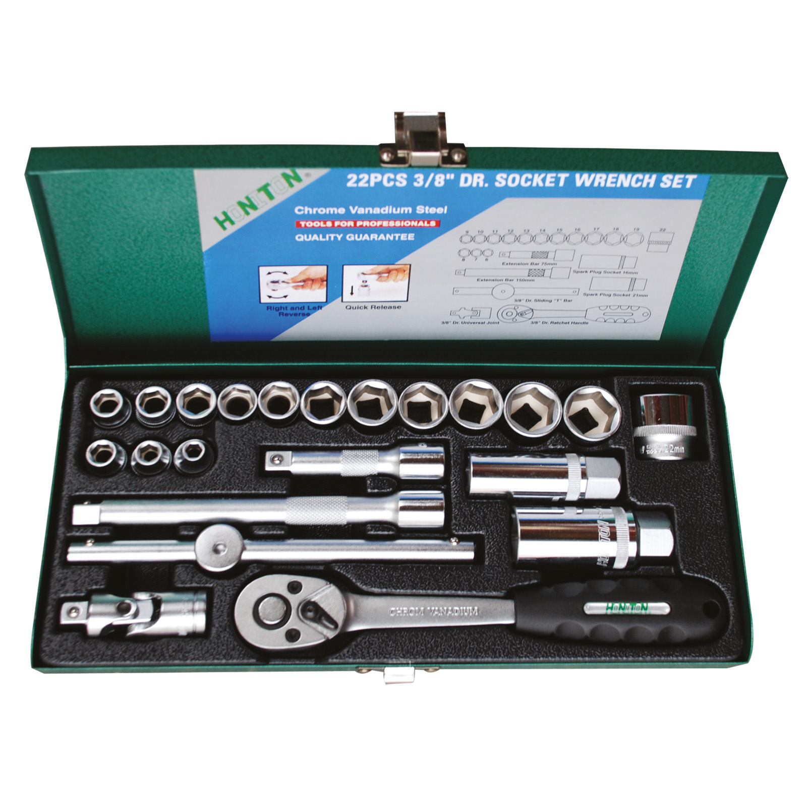 Sada hlavic HONITON 3/8" 22dílů