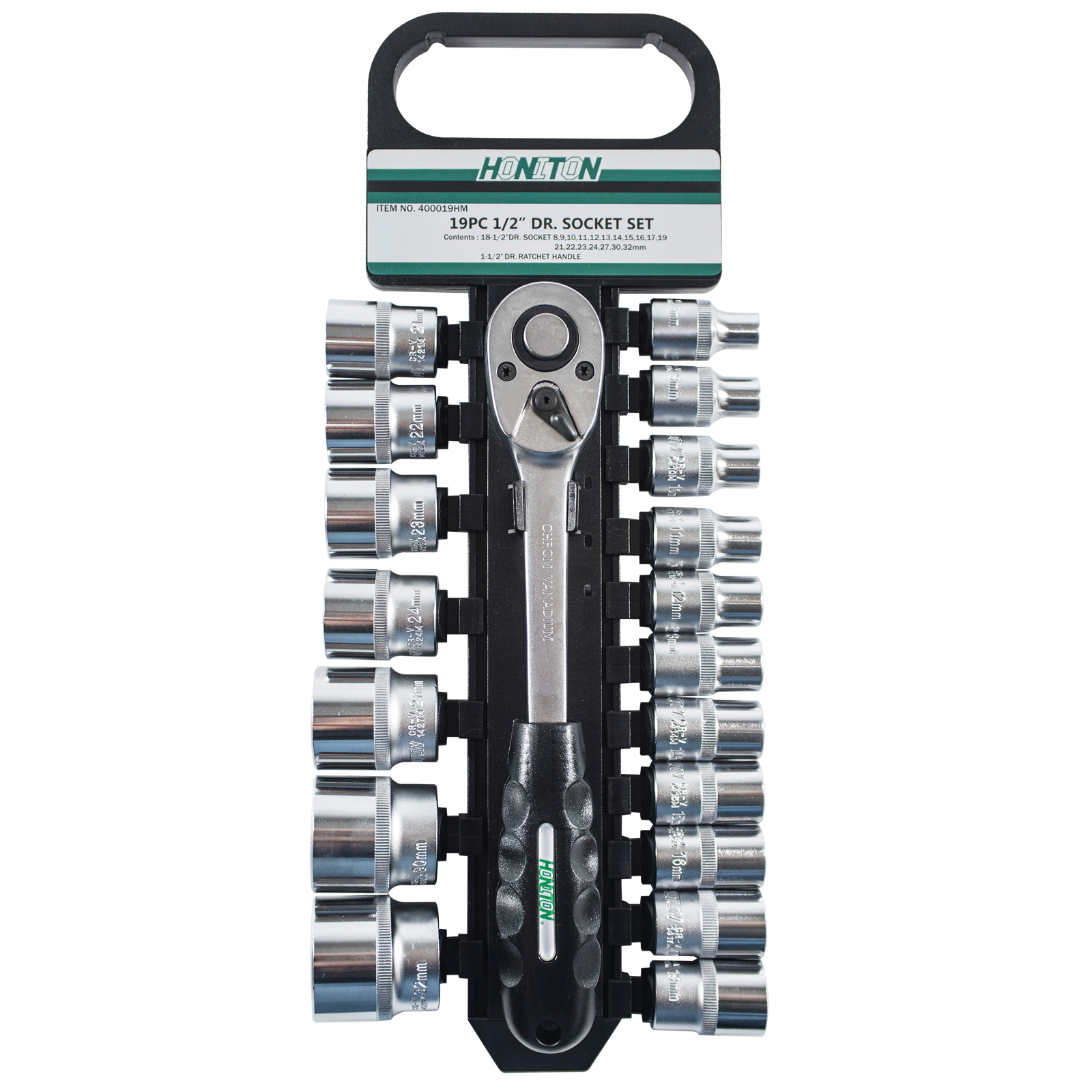 Sada hlavic HONITON 1/2" 19 dílů