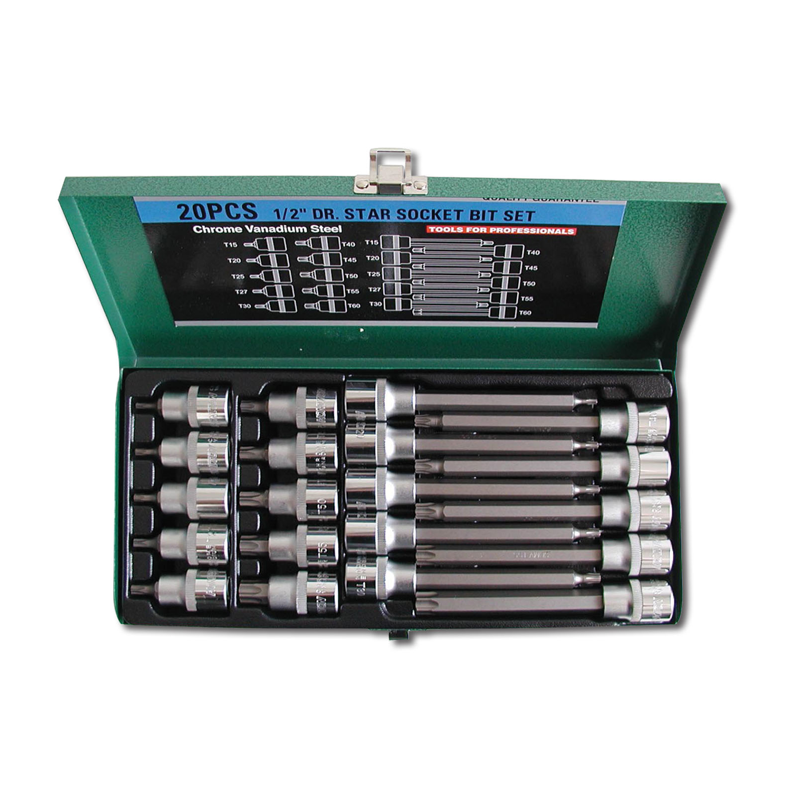 Sada 1/2 " HONITON hlavic TORX prodloužené 20dílů