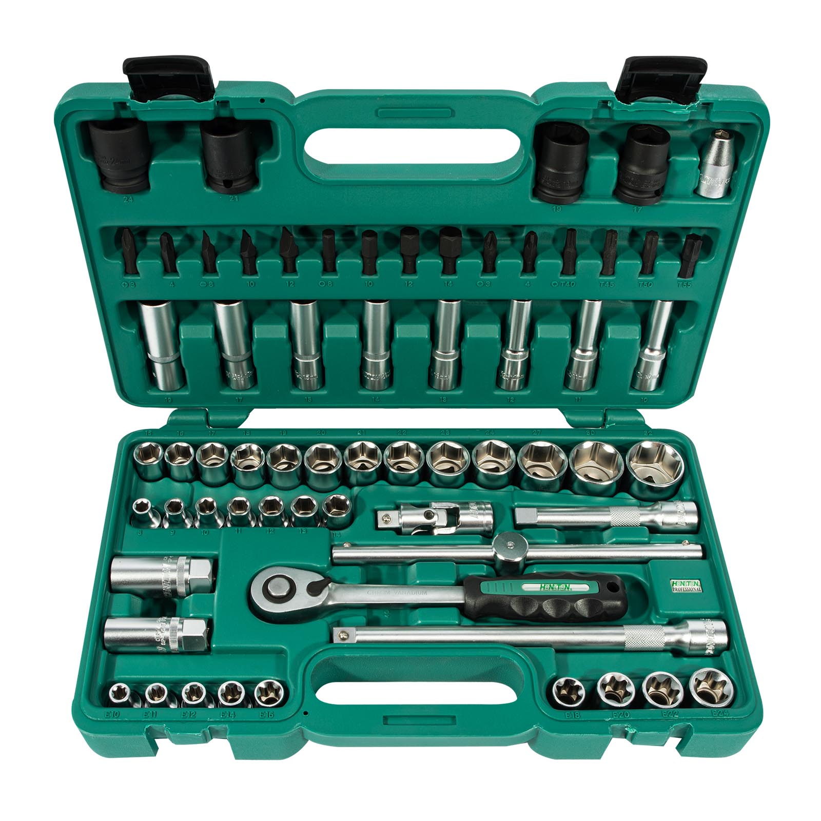 Sada hlavic HONITON 1/2" 64 dílů
