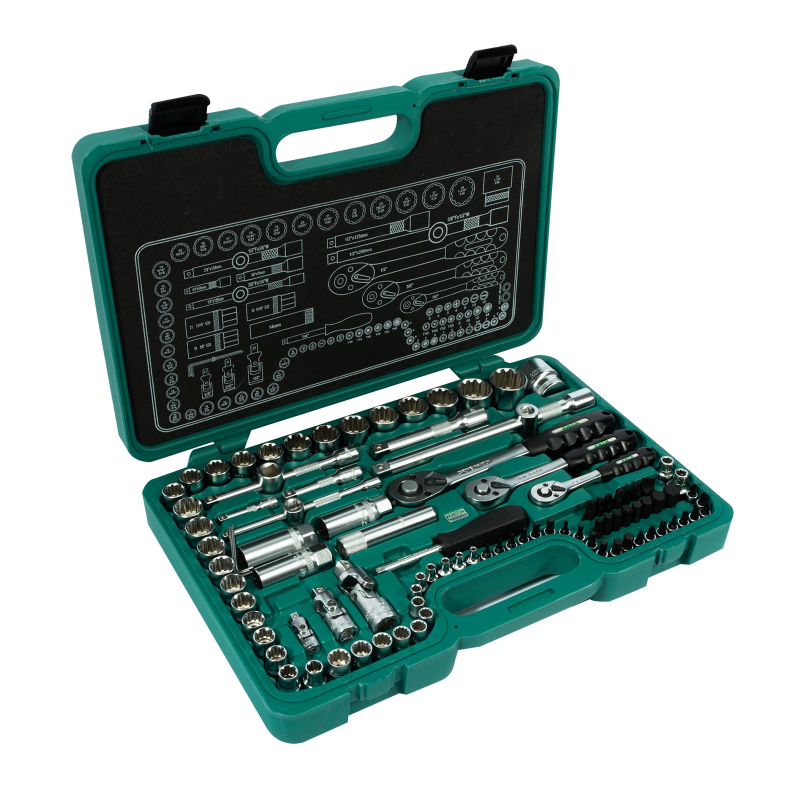 HONITON Sada hlavic 1/4"-3/8"-1/2" 99 dílů