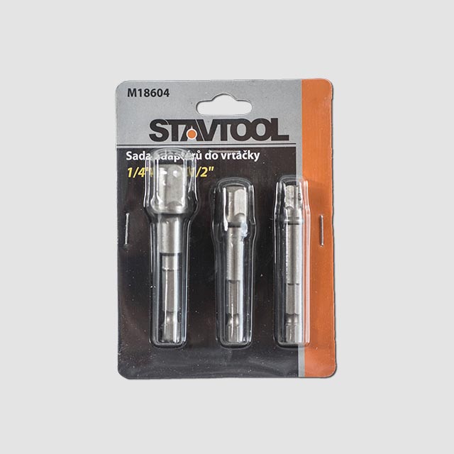M18604 3dílná sada adaptérů 1/4″, 3/8″, 1/2″ STAVTOOL