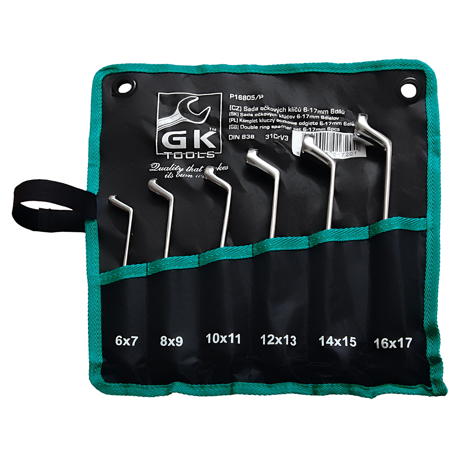 Sada vyhnutých očkových klíčů (6ks) GK TOOLS 6-17 mm v obalu