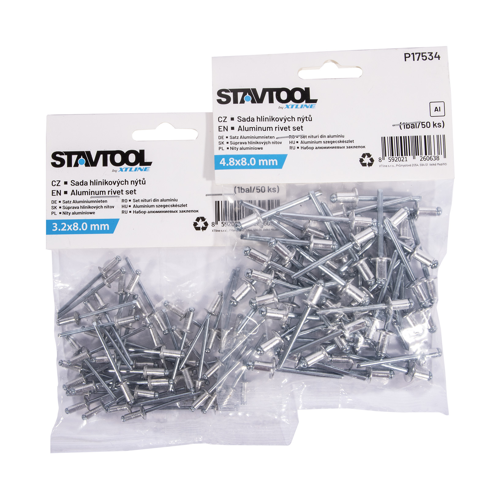 STAVTOOL P17524 Sada nýtů 4.0x10 50ks