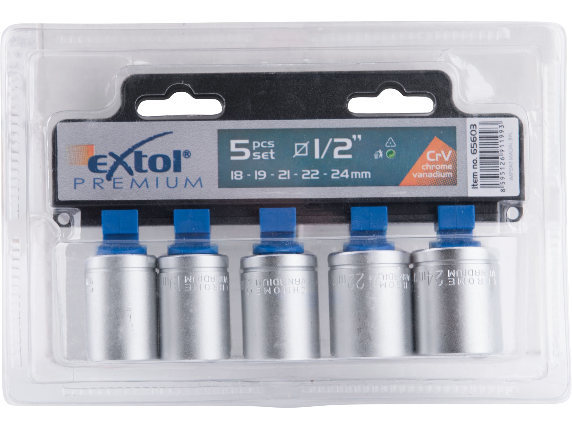 Hlavice nástrčné, sada 5ks, CrV, EXTOL PREMIUM