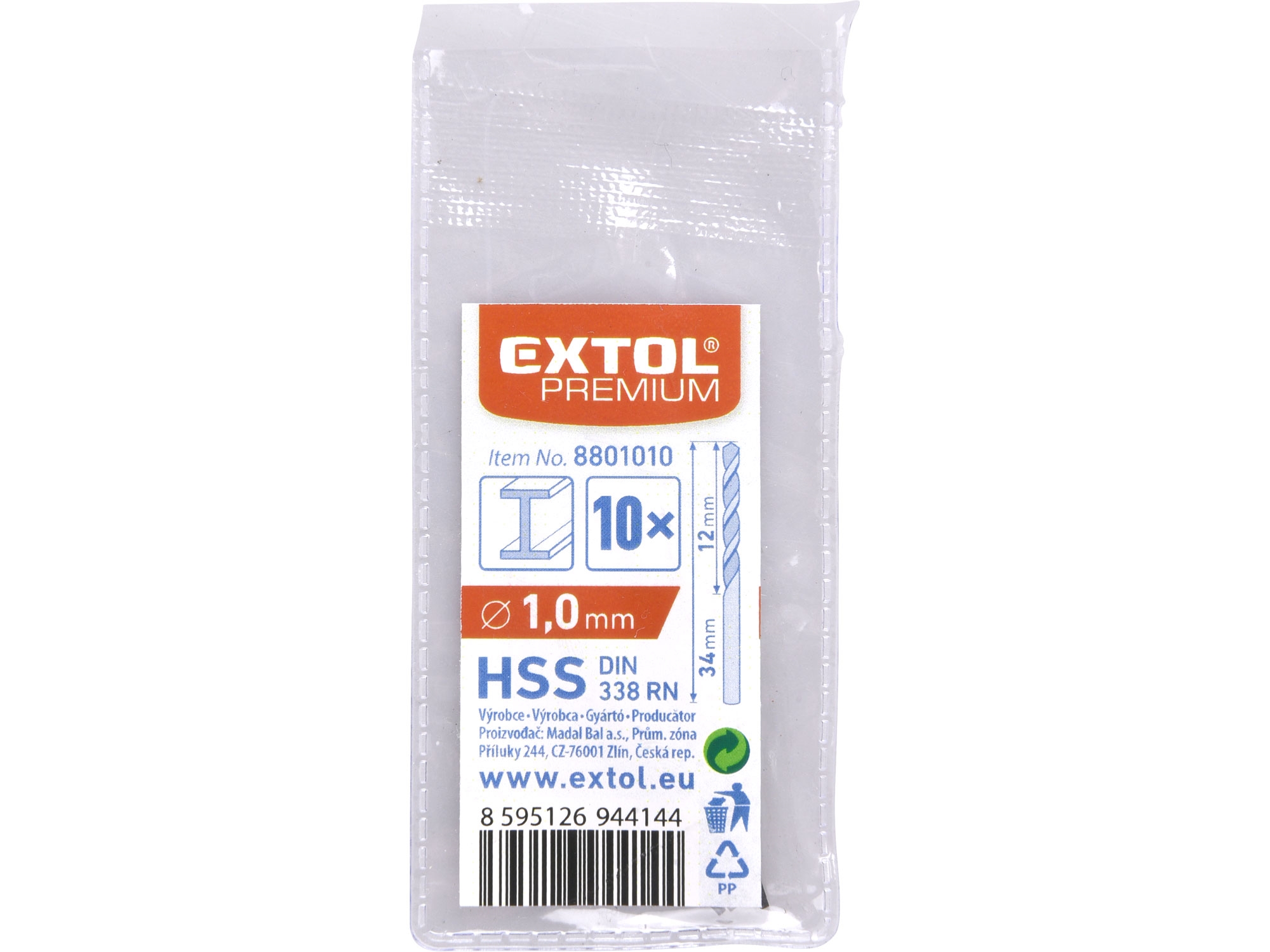 Vrták do kovu HSS, bal 10/5 ks EXTOL PREMIUM Dostupné varianty: Vrták do kovu HSS, bal 10ks, ∅ 1,0 EXTOL PREMIUM