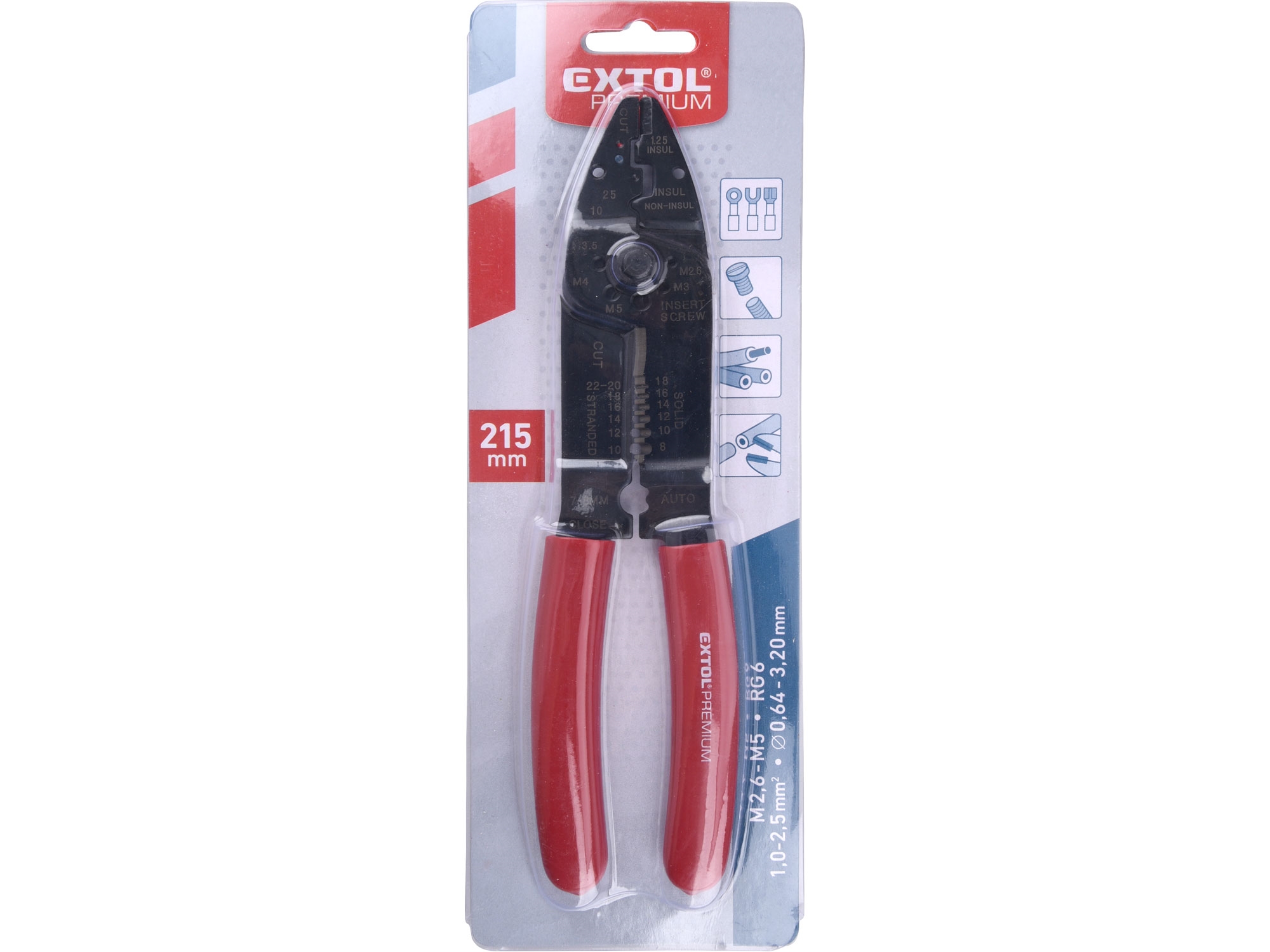EXTOL PREMIUM kleště lisovací na konektory, 215mm, délka 215mm, 8831130