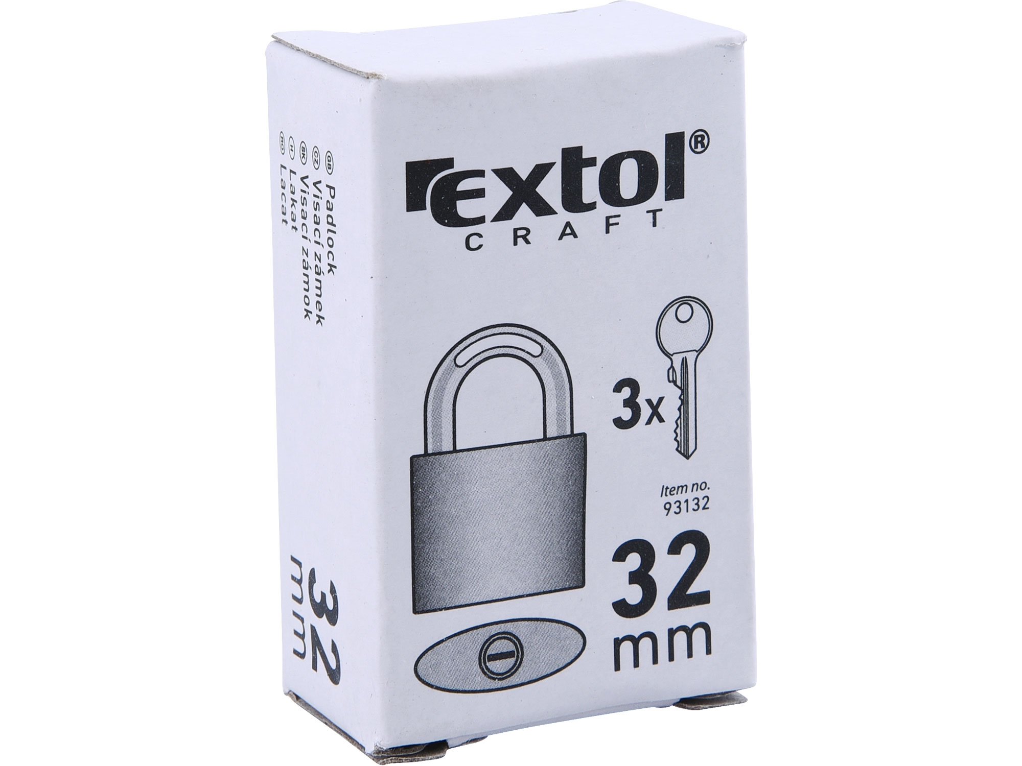 Zámek visací litinový, 32mm, 3 klíče, EXTOL CRAFT