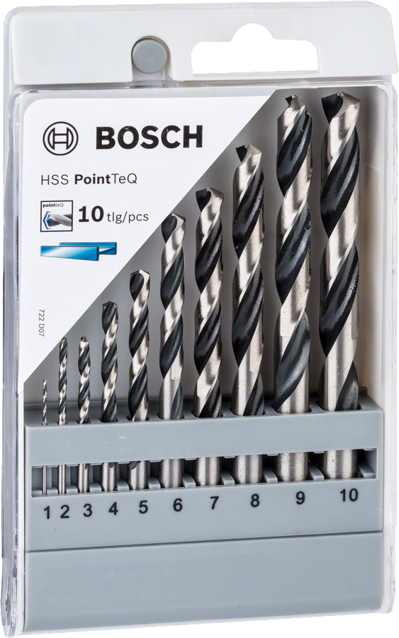Sada vrtáků (10ks) do kovu Bosch HSS-pointTeQ