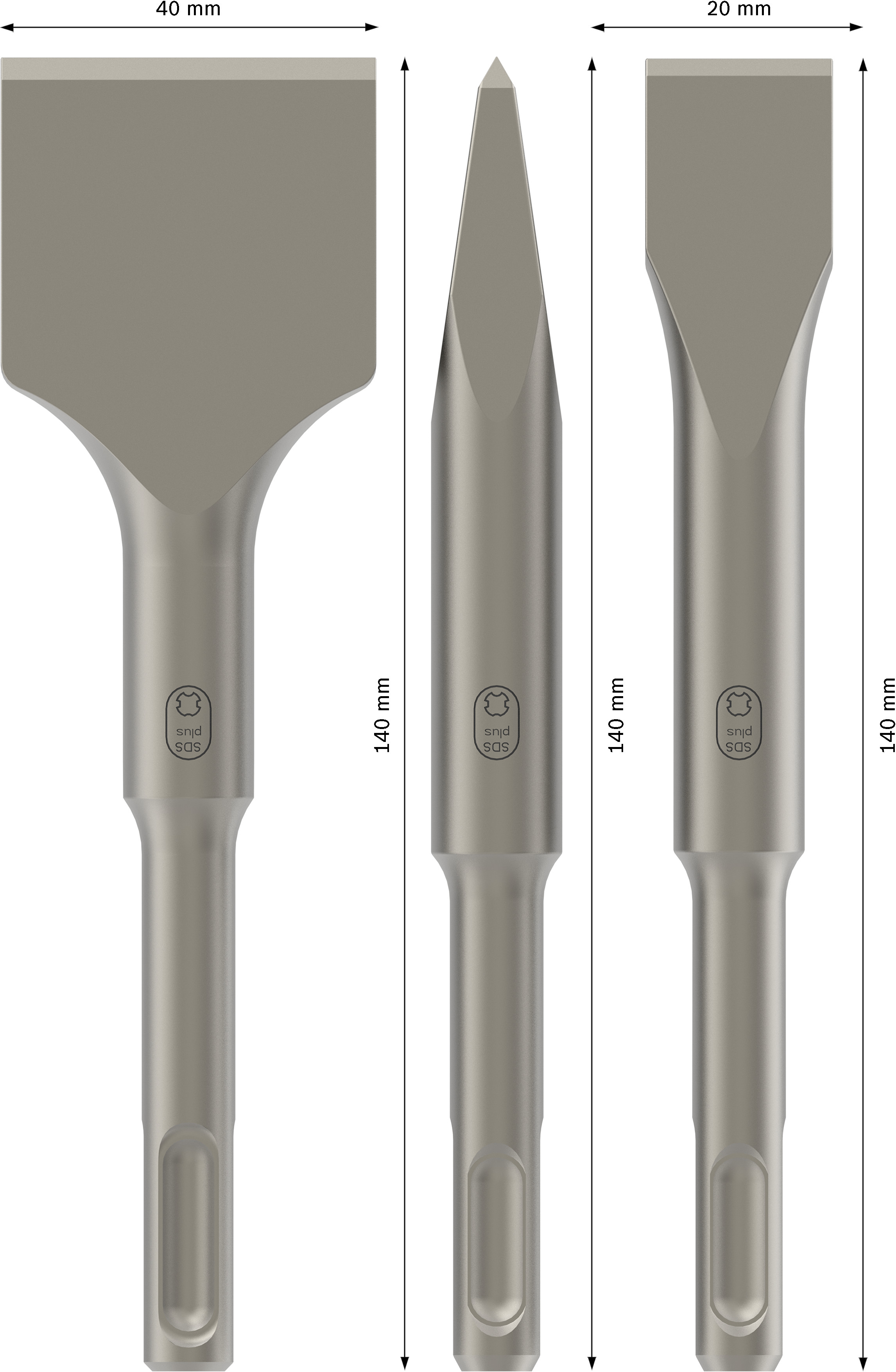 Set sekáčů a špičáku (3 ks) Bosch SDS plus