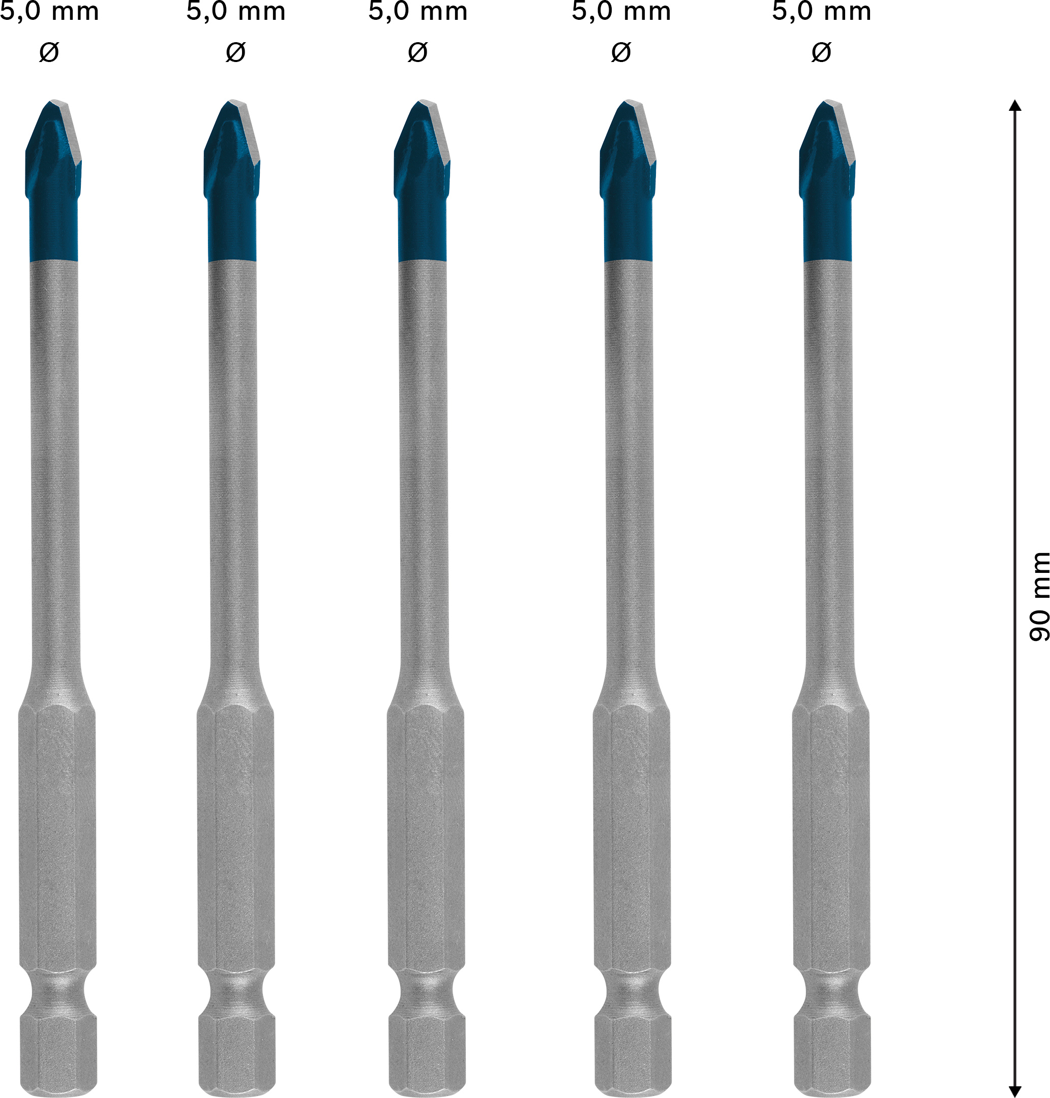 Sada vrtáků na dlažby Bosch EXPERT HEX-9 HardCeramic Dostupné varianty: 5dílná sada vrtáků na dlažby Bosch EXPERT HEX-9 HardCeramic 5 mm