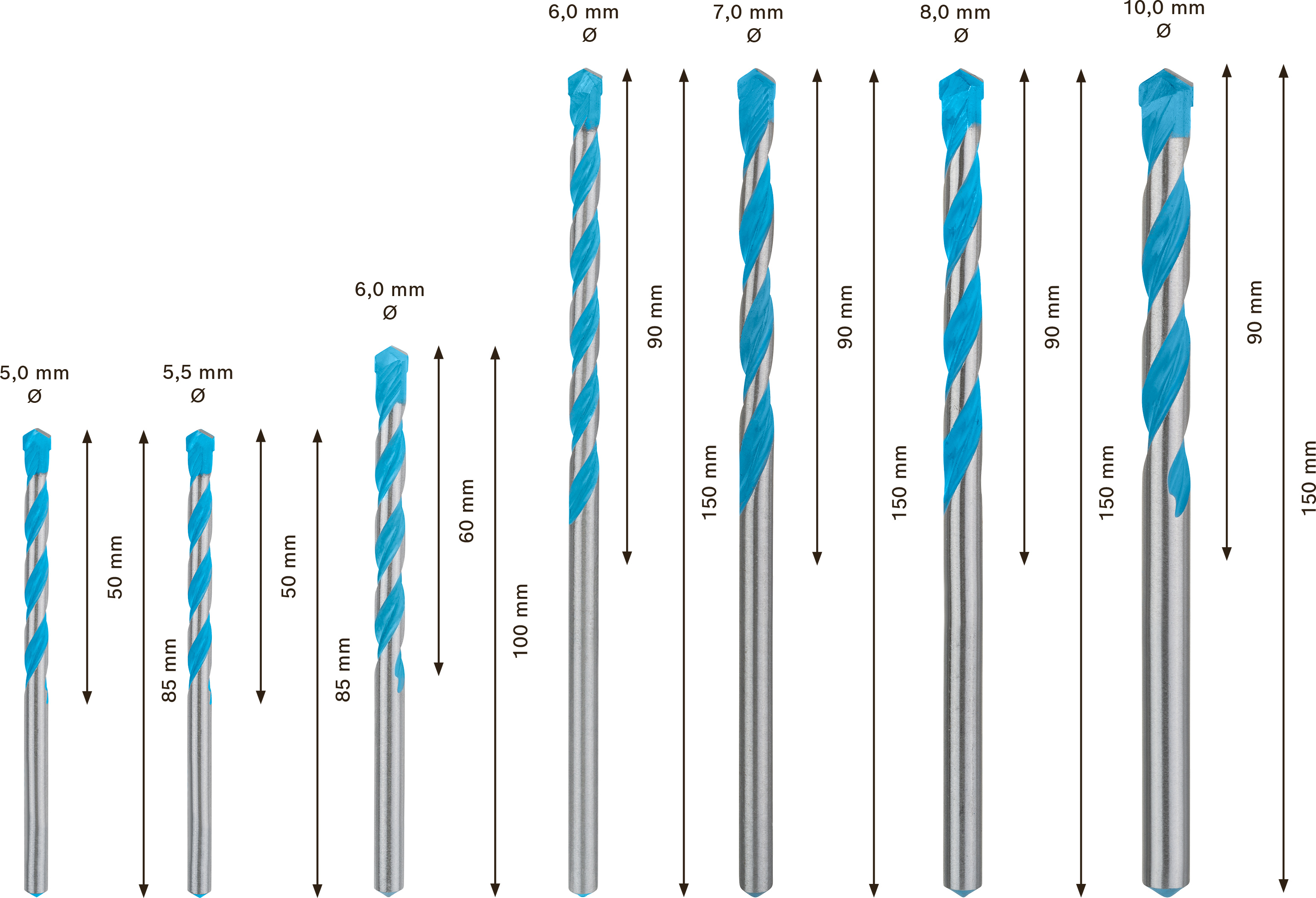 Sada víceúčelových vrtáků CYL-9 Bosch EXPERT MultiConstruction Dostupné varianty: 7dílná sada víceúčelových vrtáků CYL-9 Bosch EXPERT MultiConstruction 5/5,5/6/6/7/8/10 mm