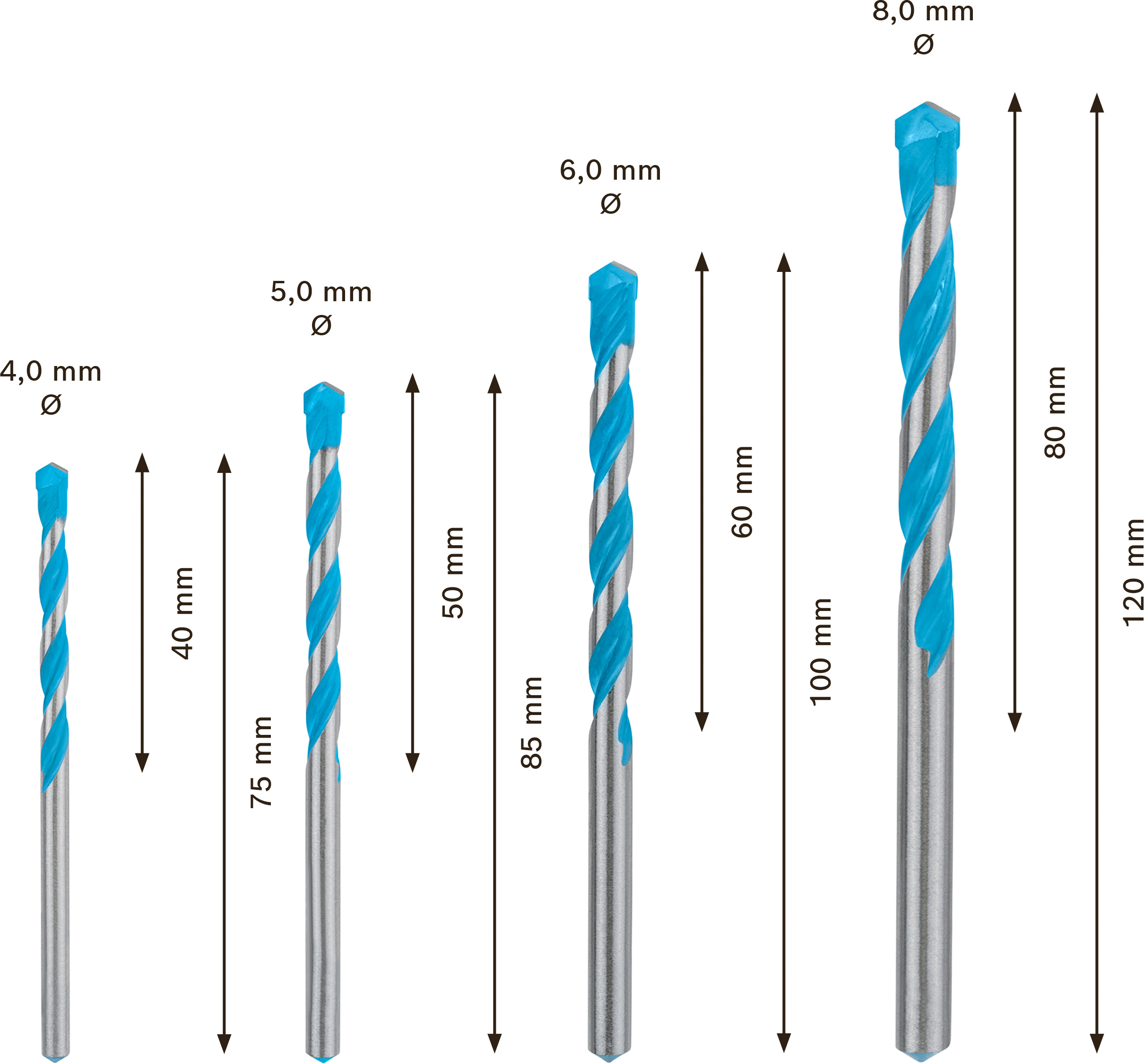 Sada víceúčelových vrtáků CYL-9 Bosch EXPERT MultiConstruction Dostupné varianty: 4dílná sada víceúčelových vrtáků CYL-9 Bosch EXPERT MultiConstruction 4/5/6/8 mm