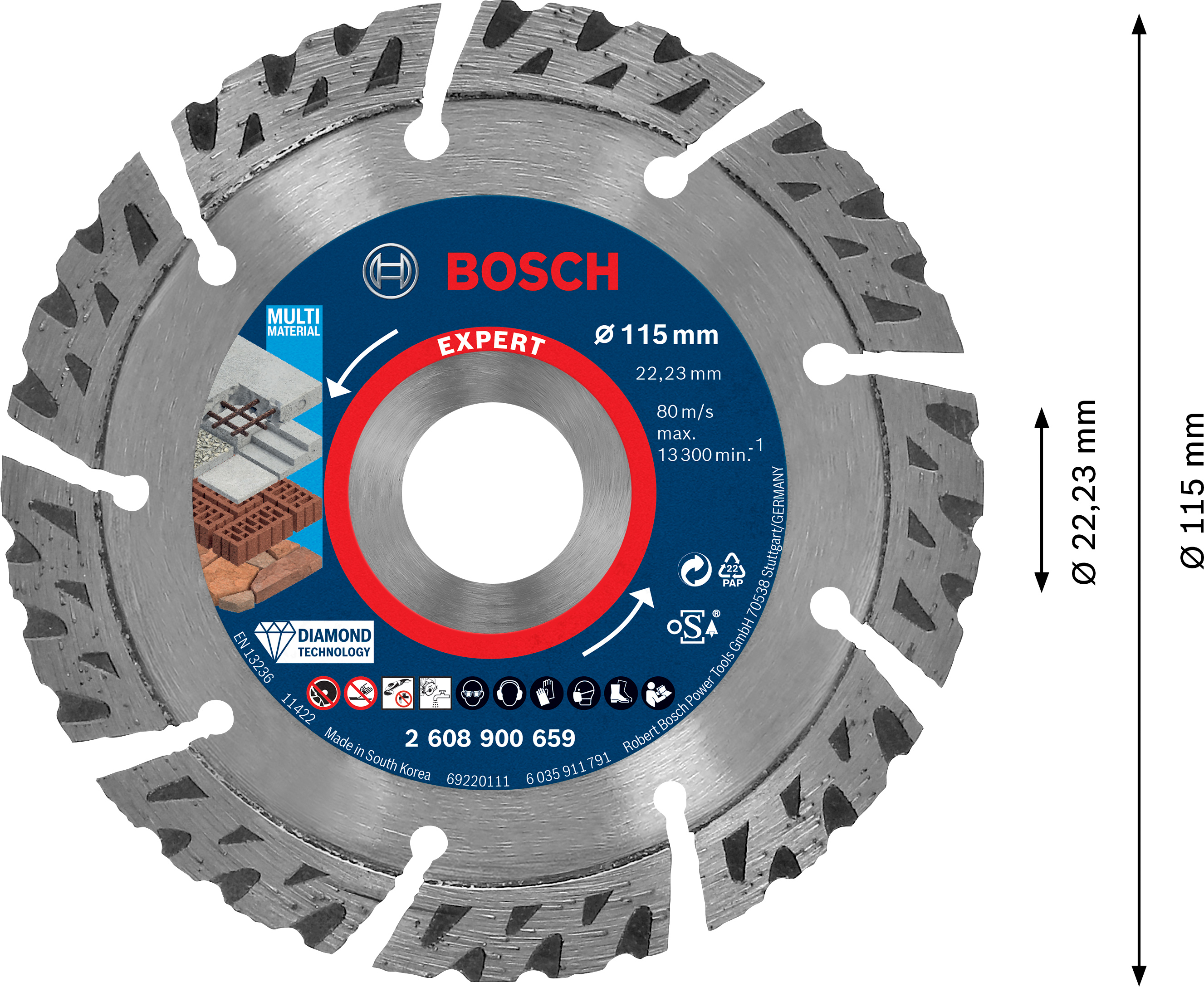 Diamantový řezný kotouč Bosch EXPERT MultiMaterial Dostupné varianty: Diamantový řezný kotouč Bosch EXPERT MultiMaterial 115x22,23 mm