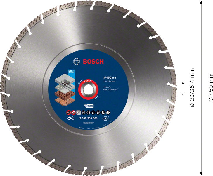 Diamantový řezný kotouč Bosch EXPERT MultiMaterial Dostupné varianty: Diamantový řezný kotouč Bosch EXPERT MultiMaterial 450x25,4 mm