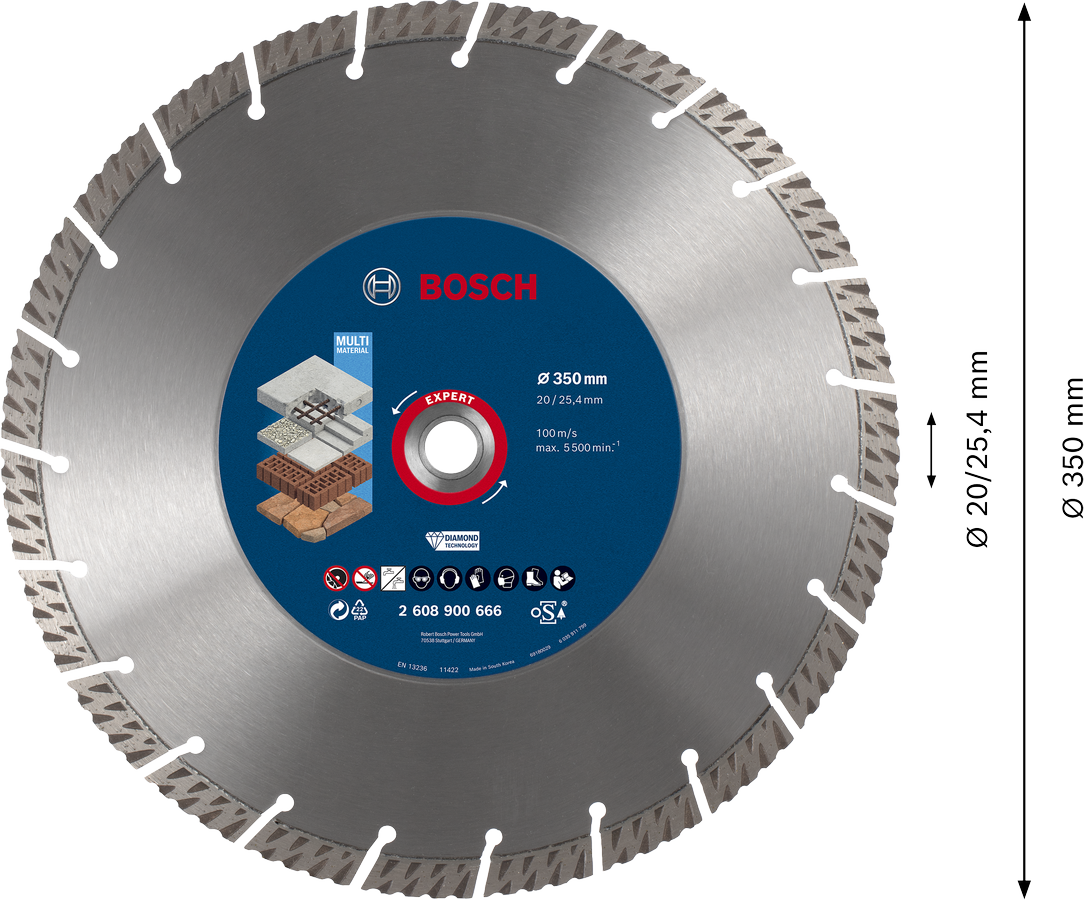 Diamantový řezný kotouč Bosch EXPERT MultiMaterial Dostupné varianty: Diamantový řezný kotouč Bosch EXPERT MultiMaterial 350x25,4 mm
