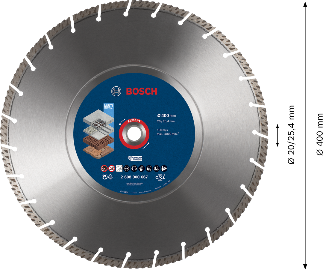 Diamantový řezný kotouč Bosch EXPERT MultiMaterial Dostupné varianty: Diamantový řezný kotouč Bosch EXPERT MultiMaterial 400x25,4 mm
