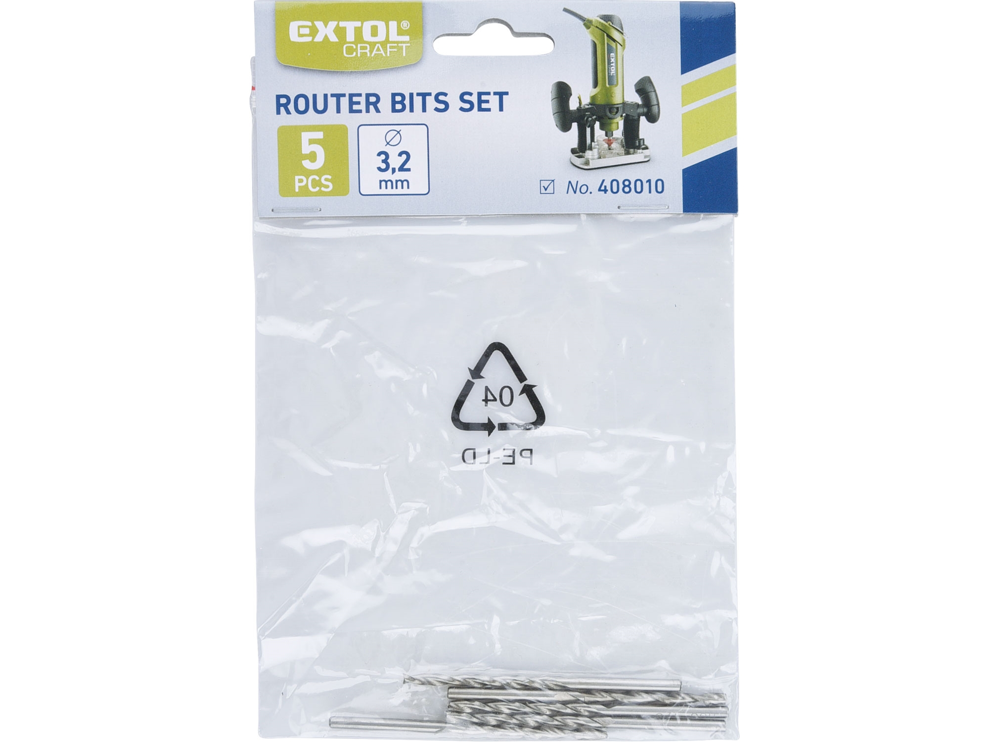 EXTOL CRAFT frézy stopkové, ?3,25mm, 5ks, 44093