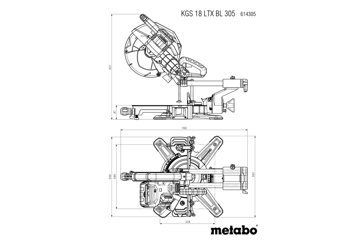Aku pokosová pila Metabo KGS 18 LTX BL 305