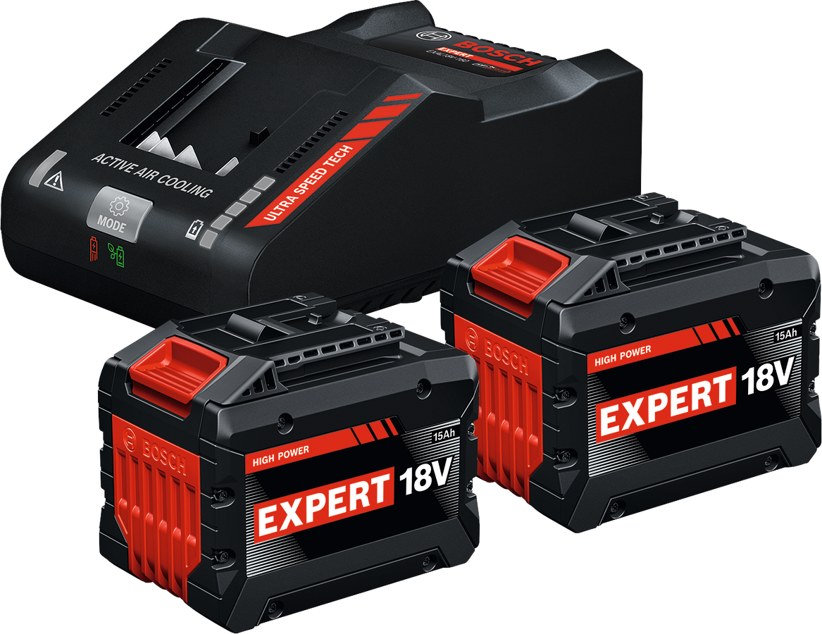 Startovací sada Bosch EXPERT 2x EXBA18V-15 Ah + EXAL18V-160